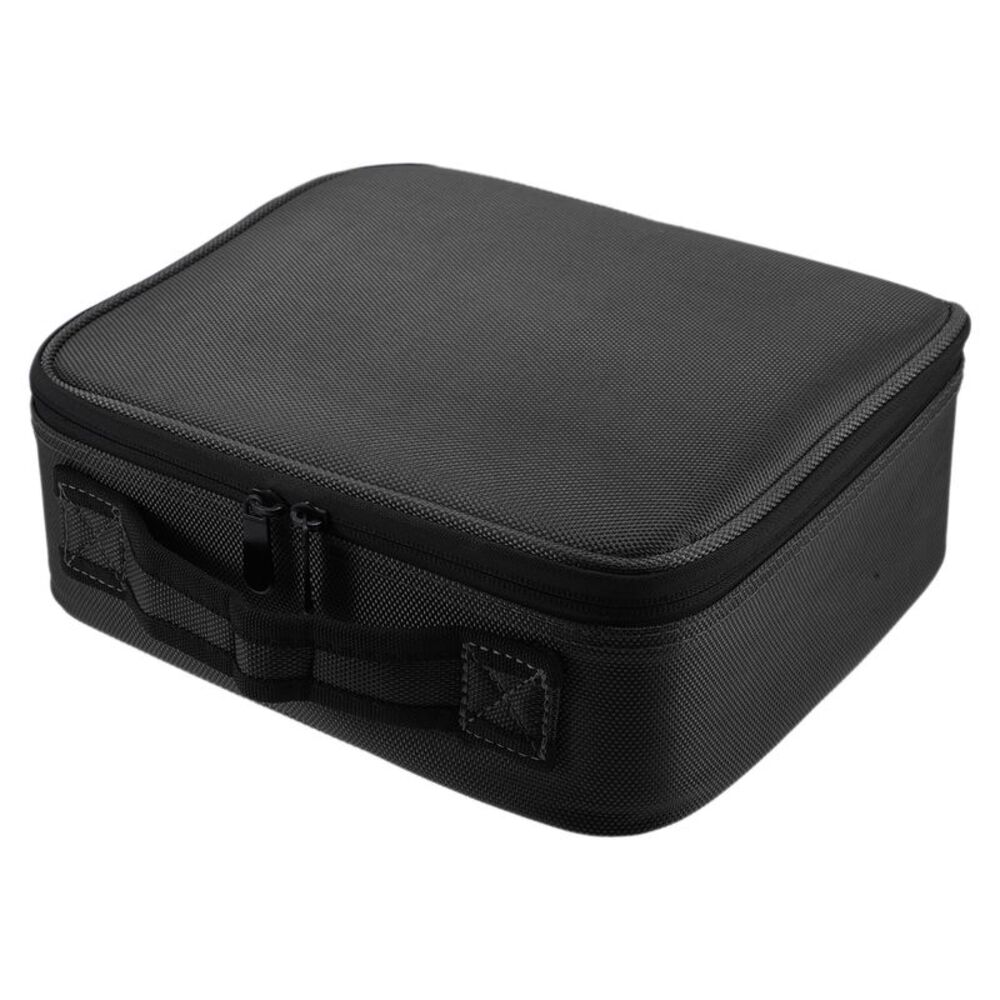 Oxford Cloth PU Leather Makeup Bag Organizer with Adjustable Dividers Black